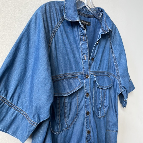 Banana Republic Chambray Denim 3/4 Sleeve Collared Dress Size Small - Picture 3 of 12
